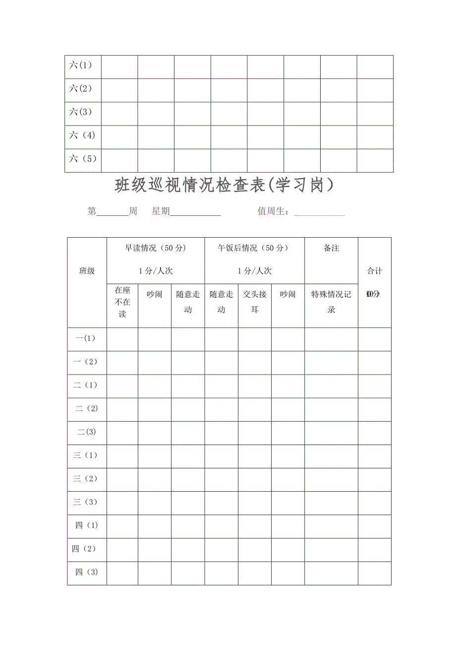 小学学校纪律卫生检查表.doc_第2页