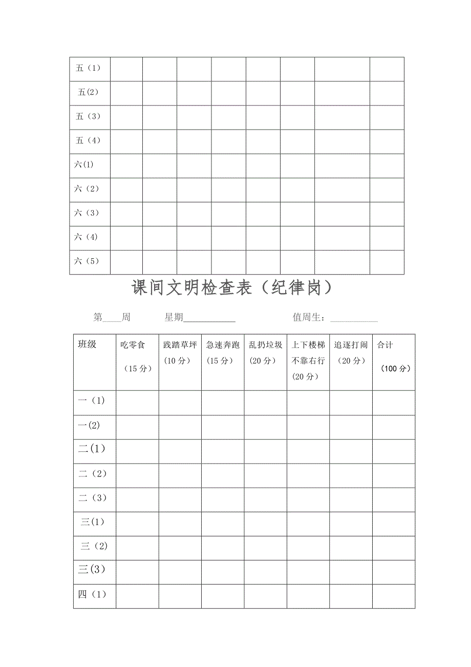 小学学校纪律卫生检查表.doc_第3页