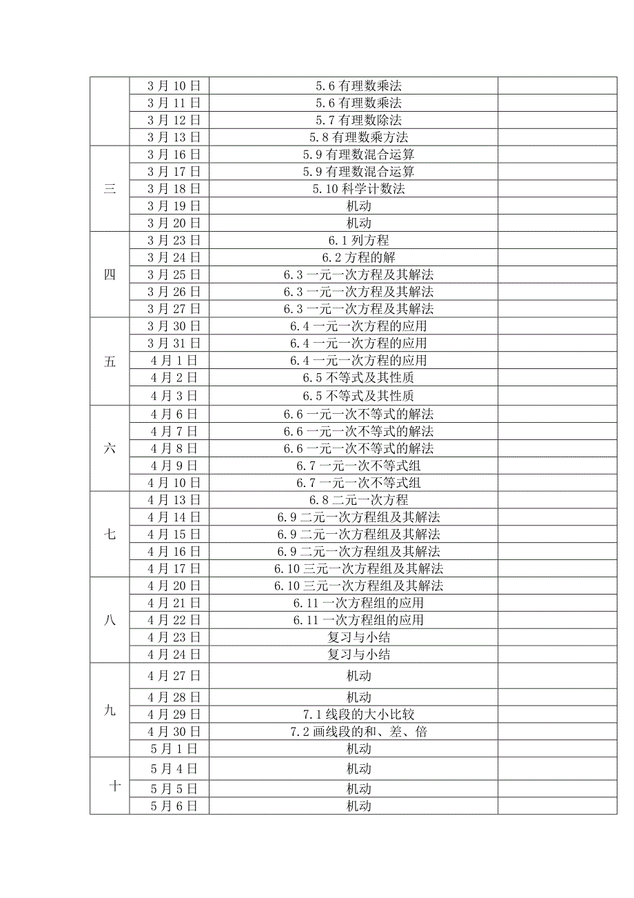 最新版沪教版六年级数学下册教学计划及进度.doc_第3页