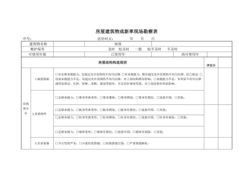 房屋建筑物成新率现场勘察表.doc