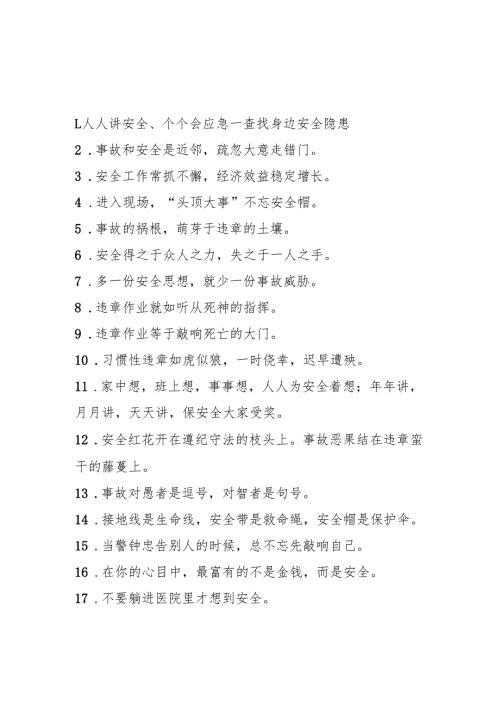 2025年全国安全生产月宣传标语 （合计5份）.docx