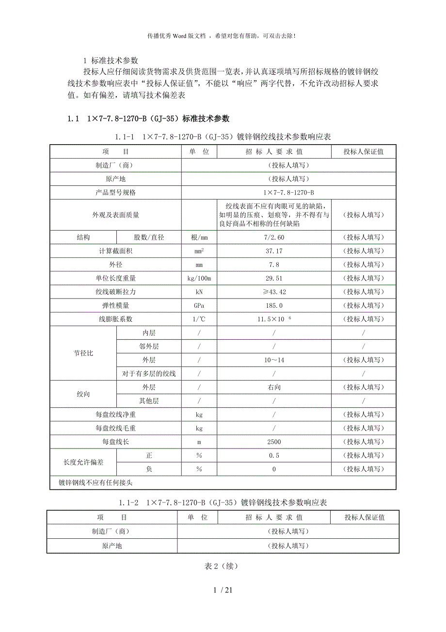 最全镀锌钢绞线技术参数表.doc_第3页