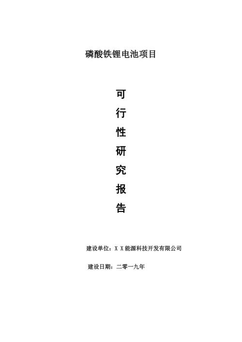 磷酸铁锂电池项目可行性研究报告可编辑.doc