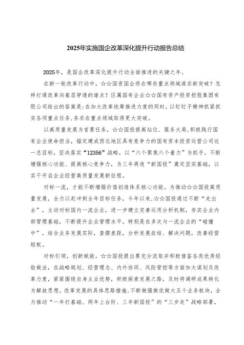 2025年实施国企改革深化提升行动报告总结【五篇精选】供参考.docx