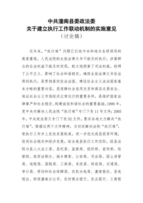建立执行工作联动机制的实施意见.doc
