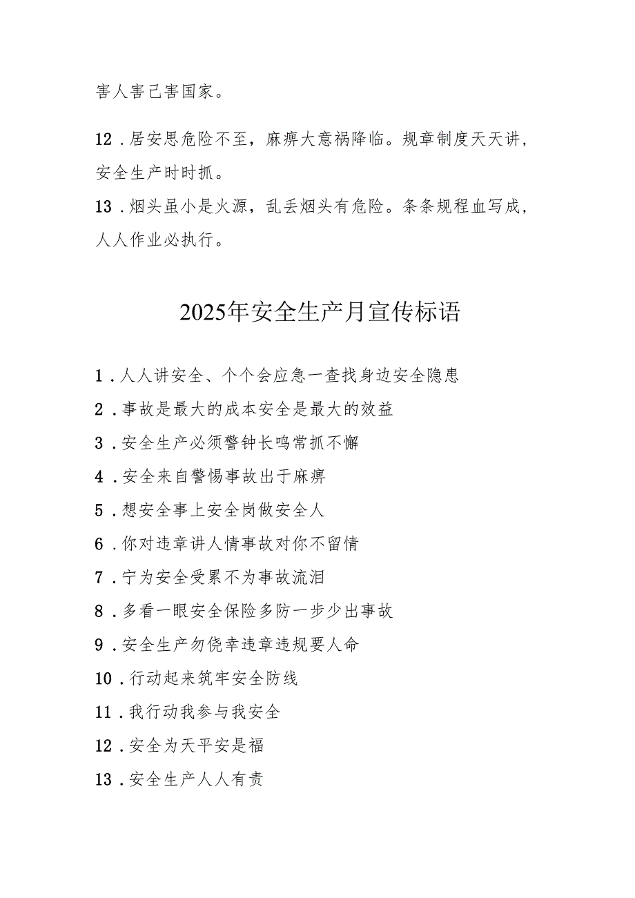 2025年全国《安全生产月》活动宣传标语 （5份）89.docx_第2页