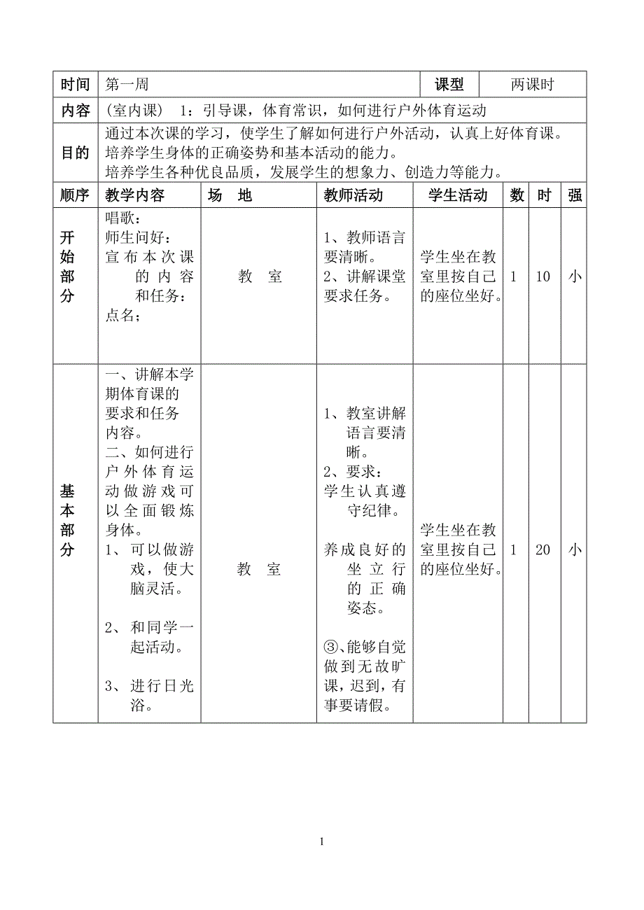 小学四年级下册体育教案全集.doc_第1页