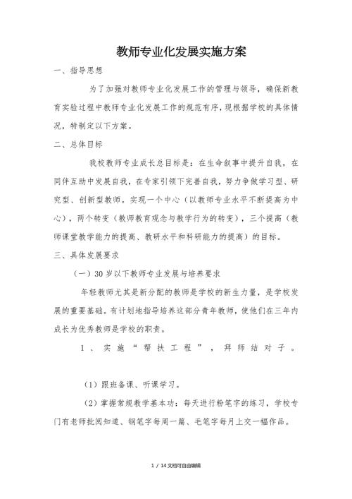 教师专业化发展实施方案.doc