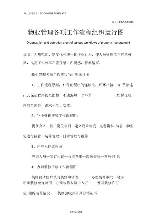 物业管理各项工作流程组织运行图.docx