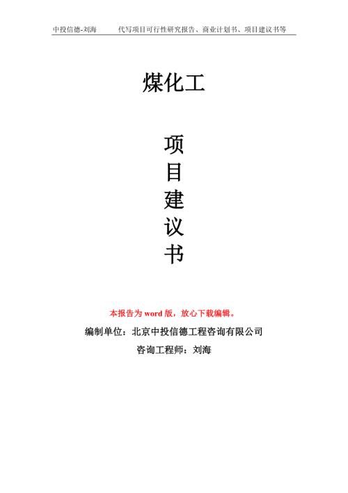 煤化工项目建议书写作模板.doc