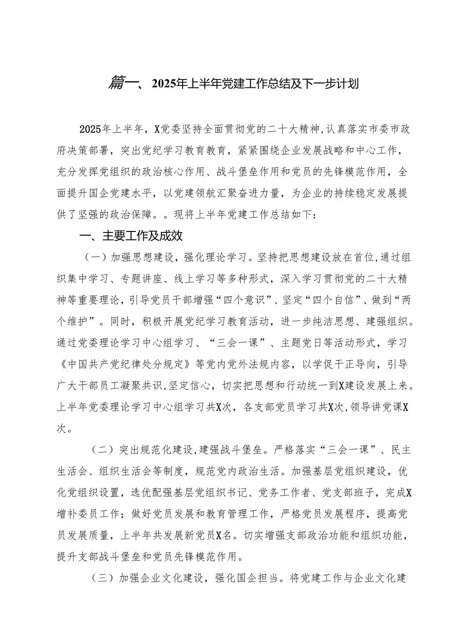 10篇2025年上半年党建工作总结及下一步计划（范文集锦）.docx_第2页