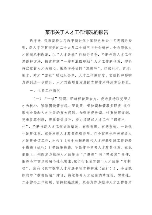 某市关于人才工作情况的报告.docx