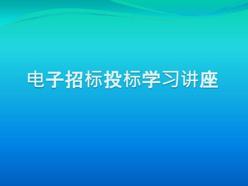 电子招标投标学习讲座课件.ppt