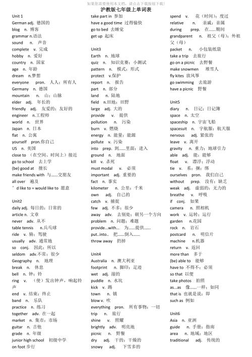 沪教牛津版初中英语单词表Word版.doc
