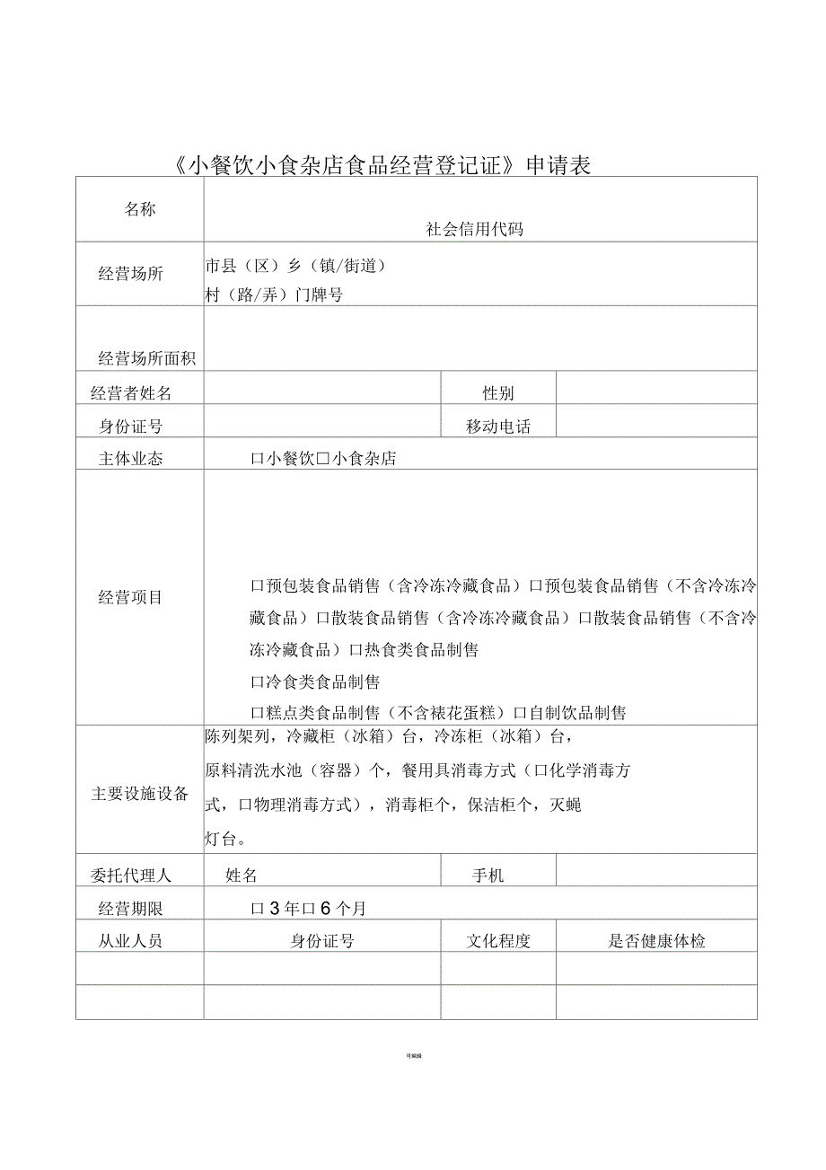 小餐饮小食杂店食品经营登记证申请书.docx_第3页