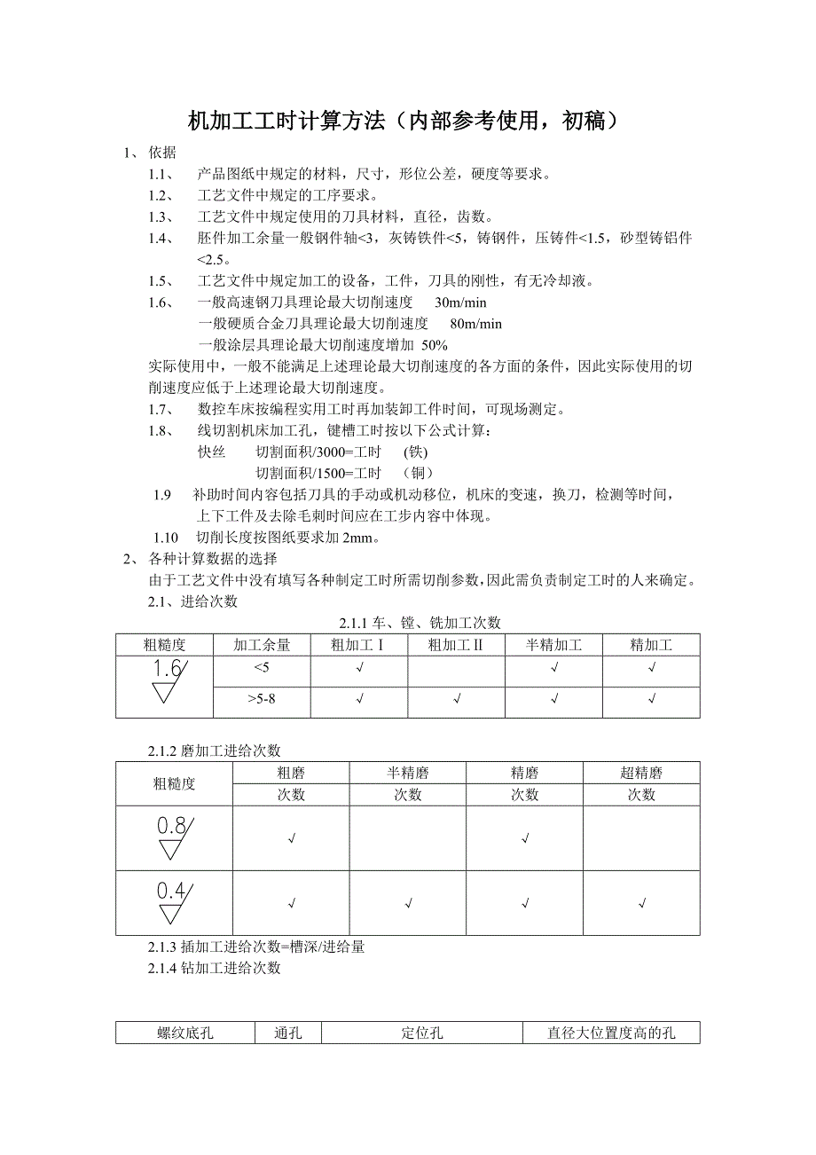 机加工工时计算方法内部参考使用初稿.doc_第1页