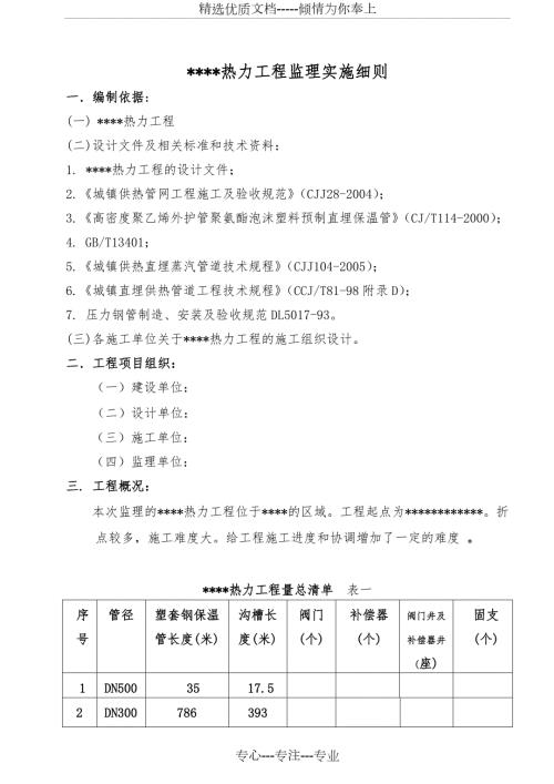 热力工程监理实施细则.doc