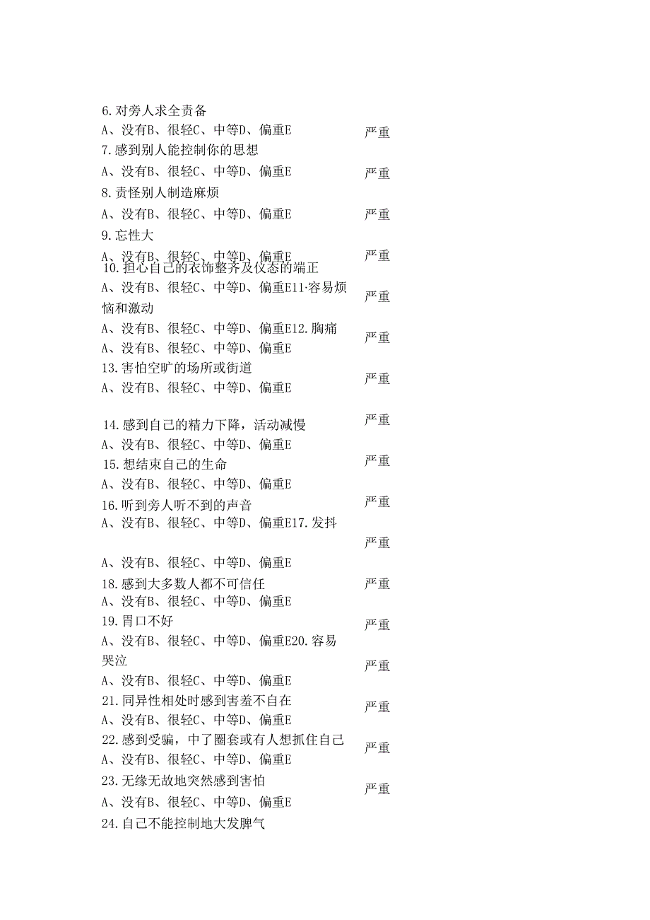 心理健康临床症状自评量表(SCL90).docx_第2页