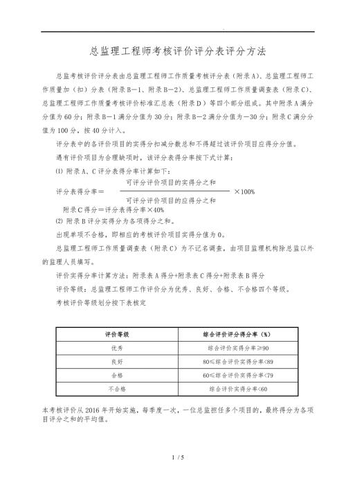 总监理工程师考核评价标准修改版.doc