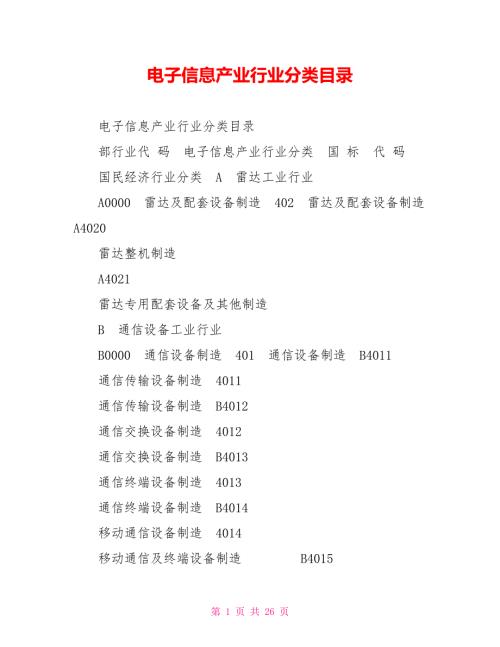 电子信息产业行业分类目录.doc