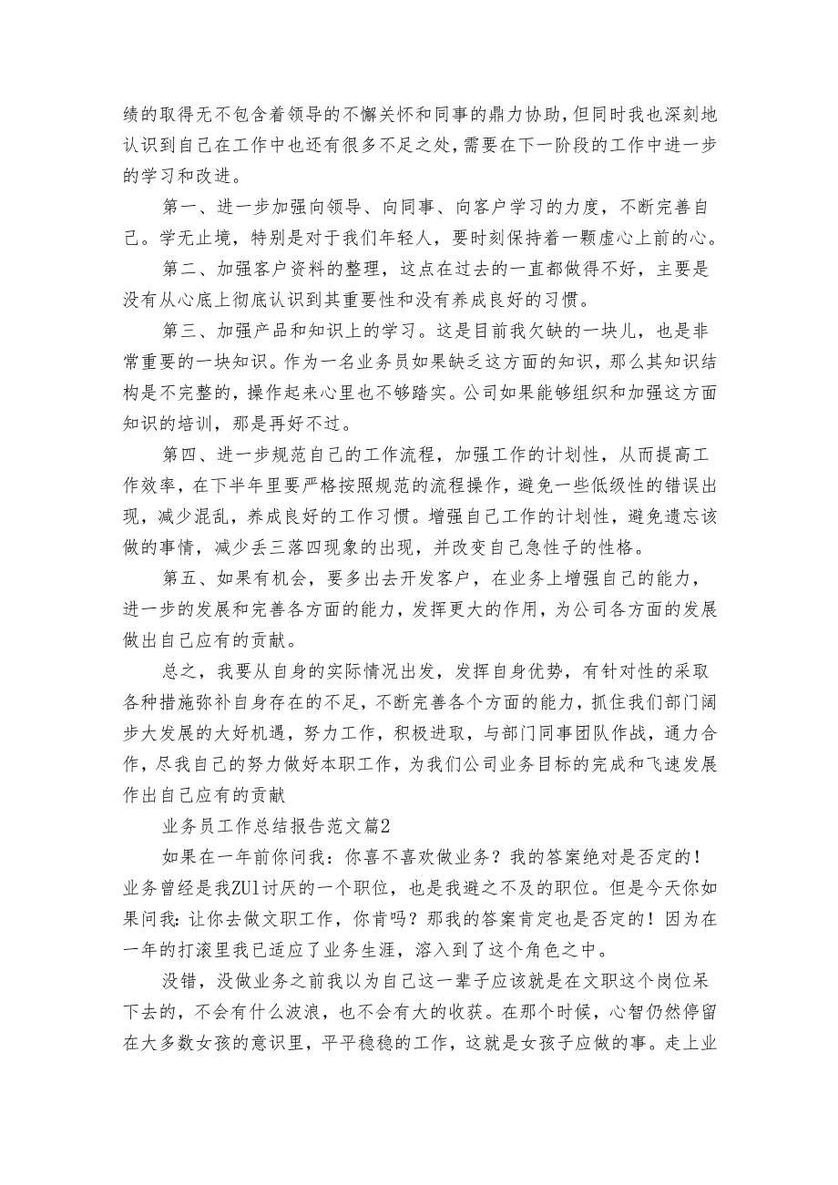 业务员工作总结报告范文（20篇）.docx_第2页