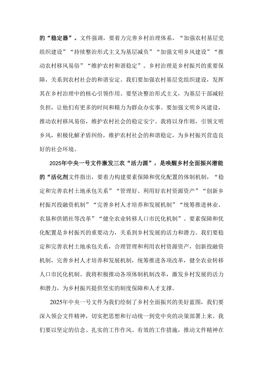 在党组理论学习中心组专题学习2025年（2篇稿）中央一号文件研讨会上的发言稿.docx_第3页