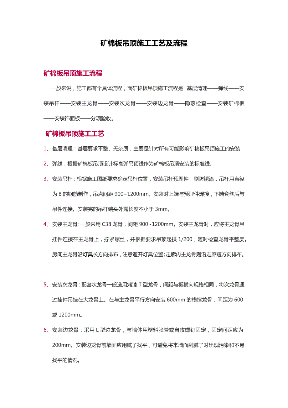 矿棉板吊顶施工工艺及流程.docx_第1页
