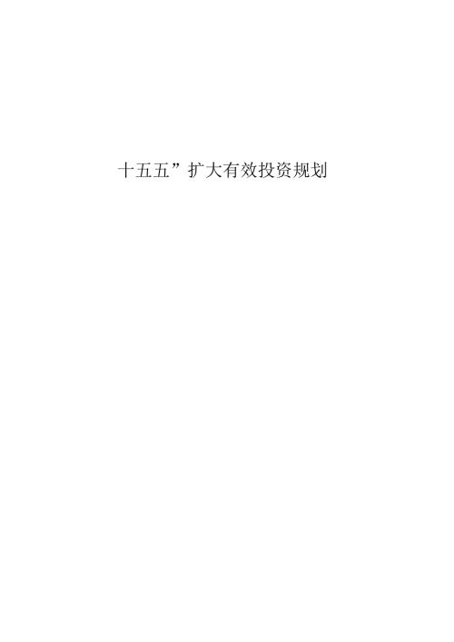 “十五五”扩大有效投资规划(1).docx