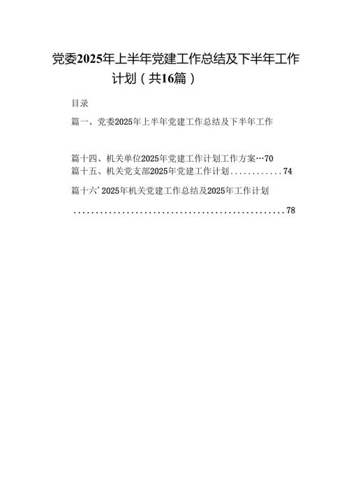党委2025年上半年党建工作总结及下半年工作计划（共16篇）.docx