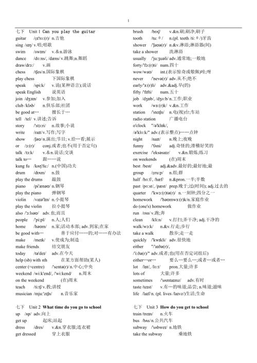 新人教七年级下册英语单词表含音标全册.doc