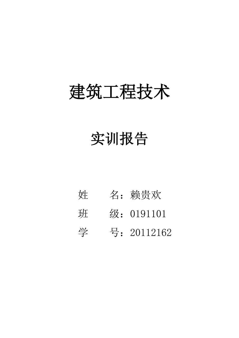 建筑工程技术施工实训报告.doc_第1页