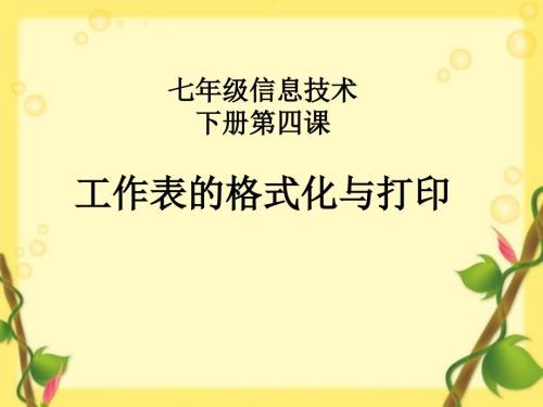 工作表的格式化与打印.ppt