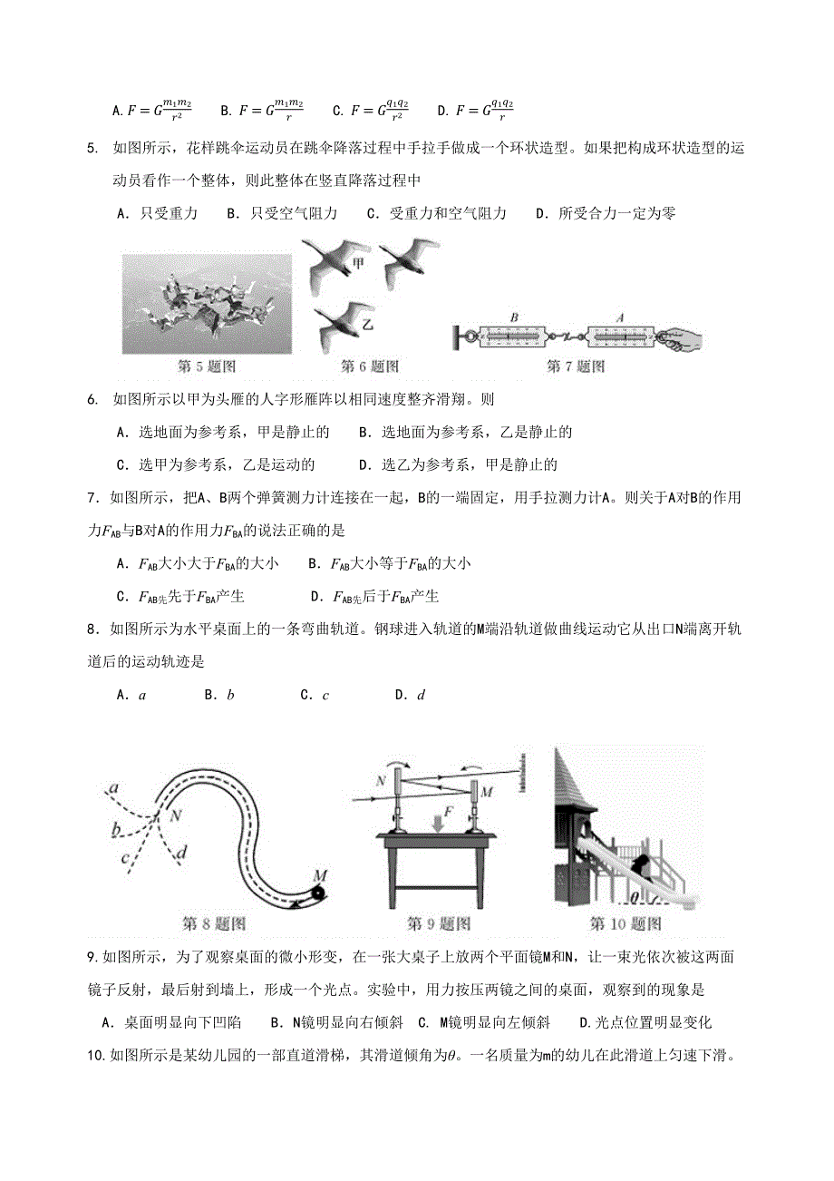 浙江省6月普通高校招生学考科目考试物理试题.docx_第2页