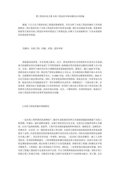 工程造价论文市政工程造价审核问题及应对措施.docx
