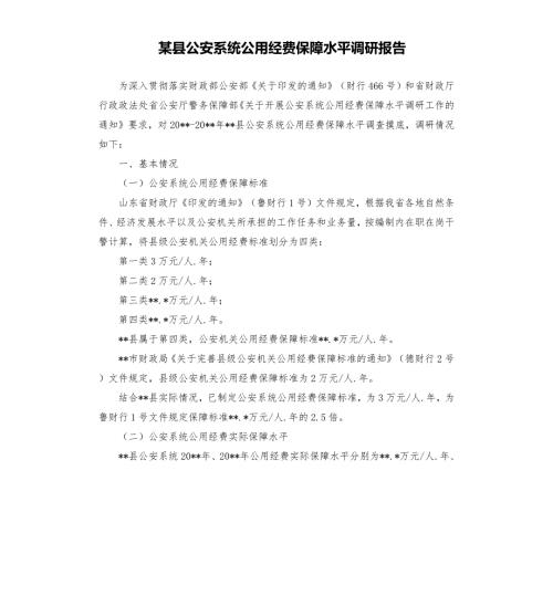 某县公安系统公用经费保障水平调研报告.docx