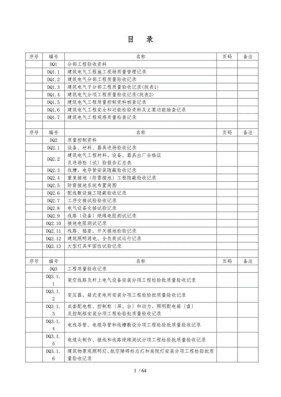 电气工程验收表格全套.doc_第1页