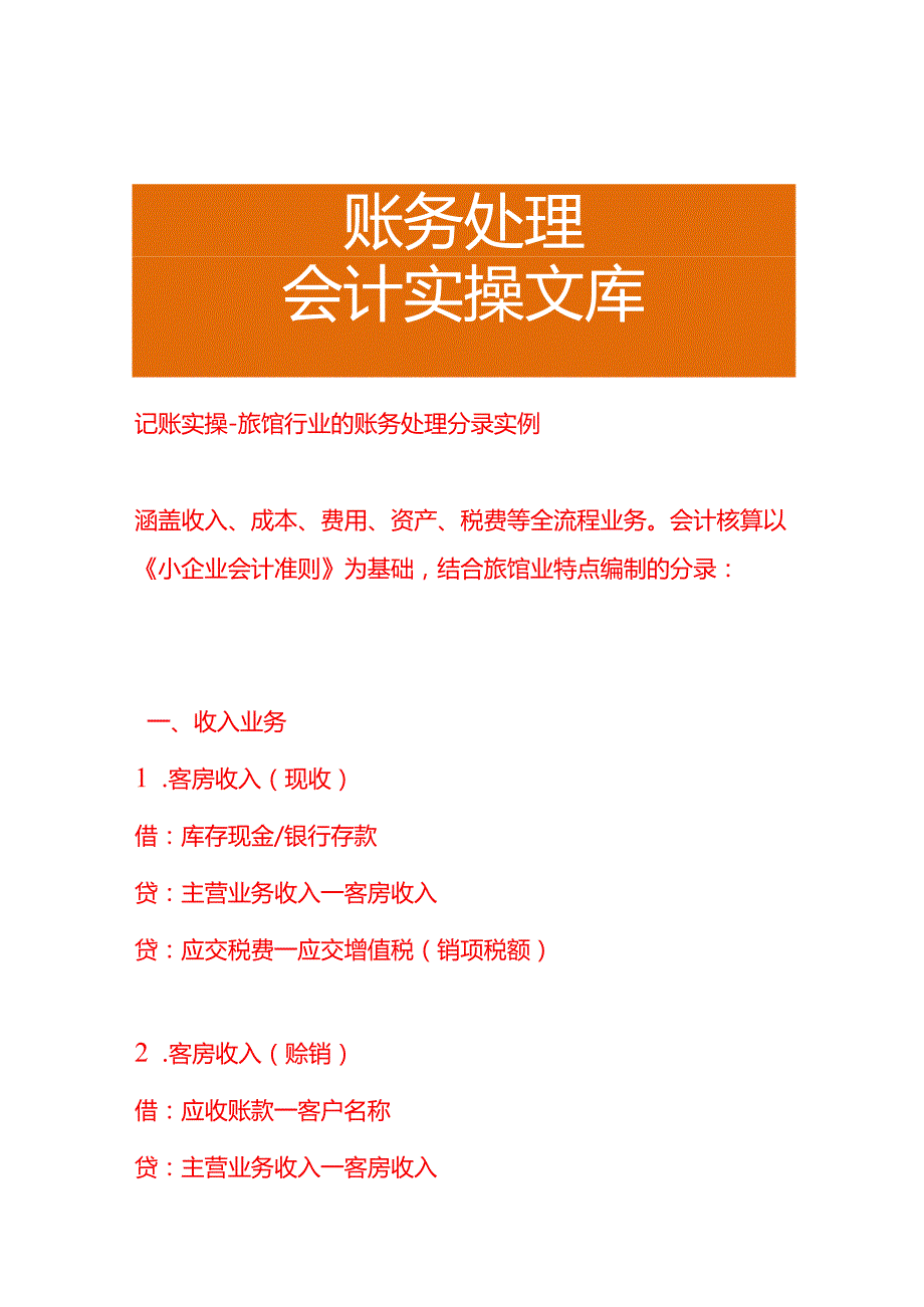 记账实操-旅馆行业的账务处理分录实例.docx_第1页