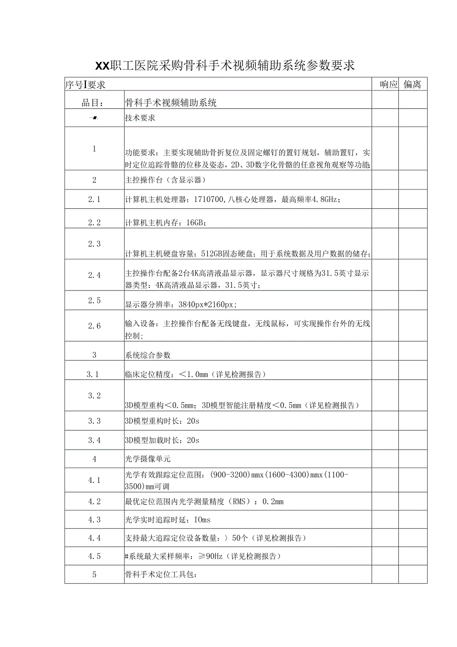 XX职工医院采购骨科手术视频辅助系统参数要求（2025年）.docx_第1页
