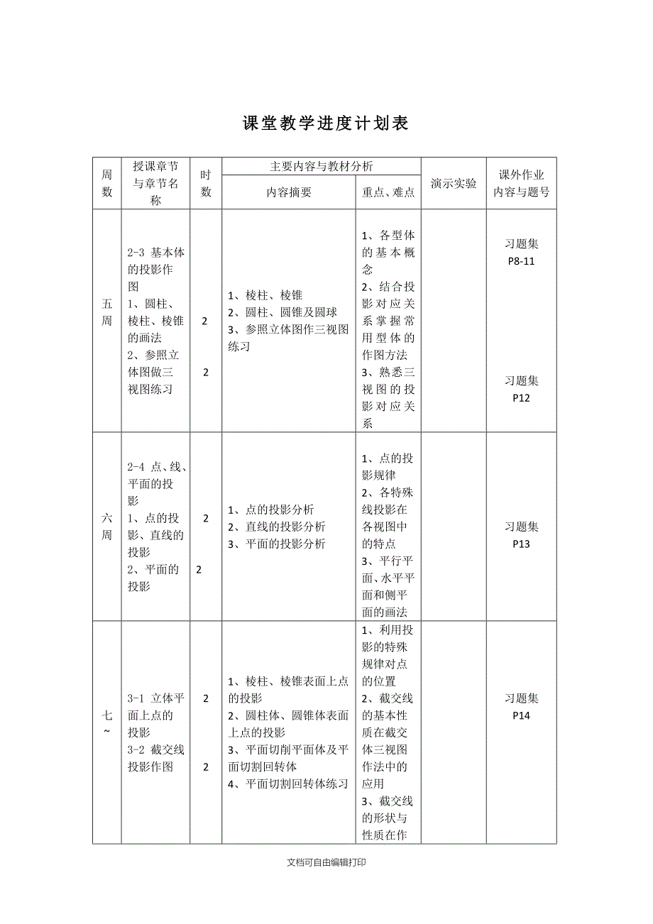 机械制图教学进度计划表.doc_第2页