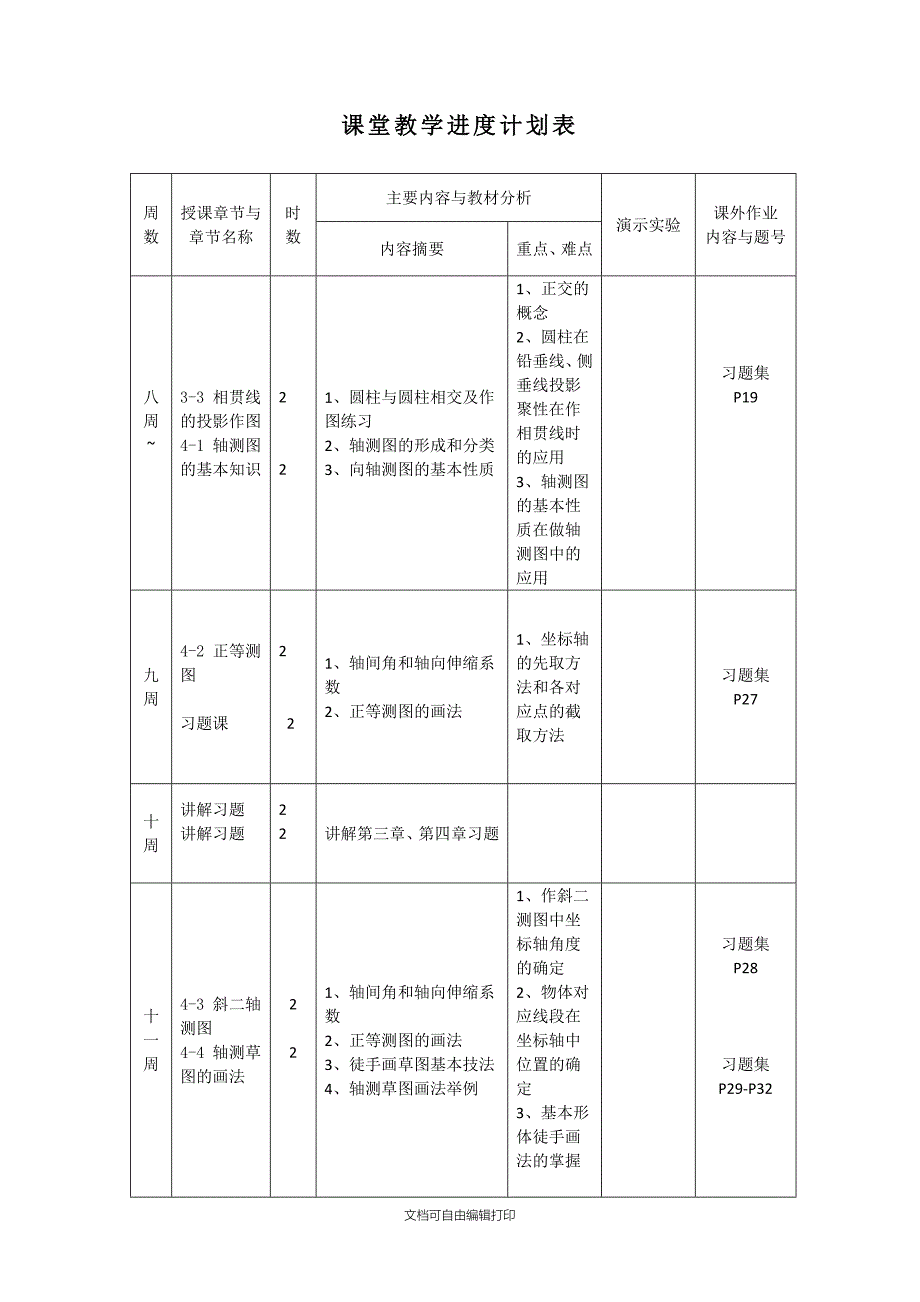 机械制图教学进度计划表.doc_第3页