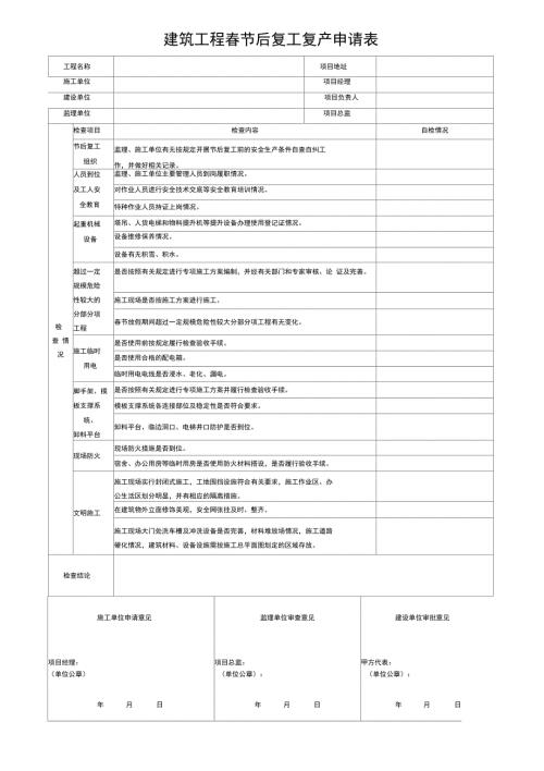 建筑工程节后复工复产申请表.doc