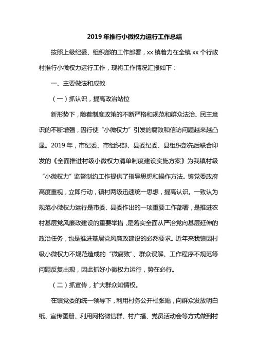 整理推行小微权力运行工作总结.docx