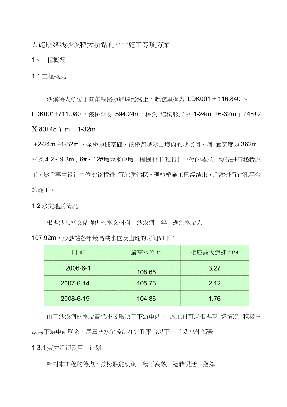 水中钻孔平台施工方案完整版.doc_第1页