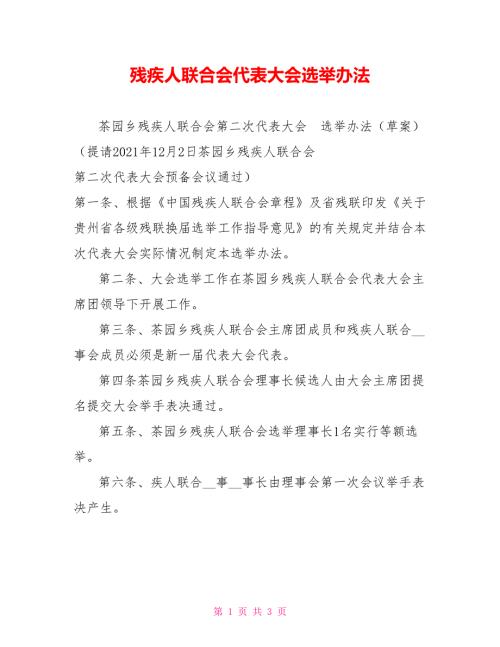 残疾人联合会代表大会选举办法.doc
