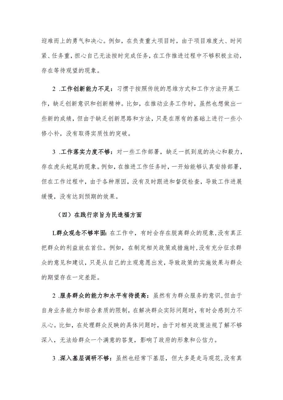 2025作风建设主题教育民主生活会个人对照检查材料与讲话提纲2篇.docx_第3页