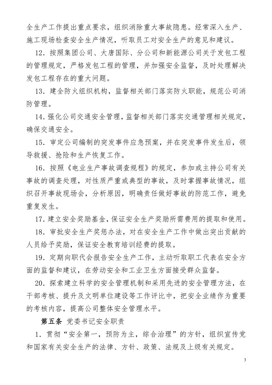 某新能源有限公司安全生产责任制汇编.doc_第3页
