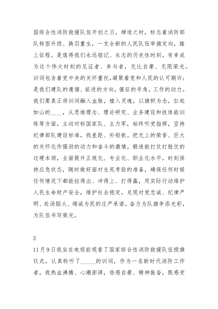 消防救援队伍授旗致训词心得体会6篇心得体会.docx_第2页