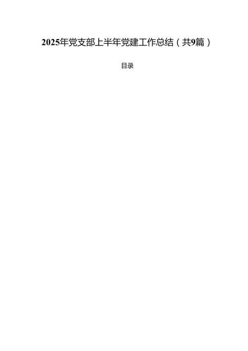 2025年党支部上半年党建工作总结精选（九篇）.docx
