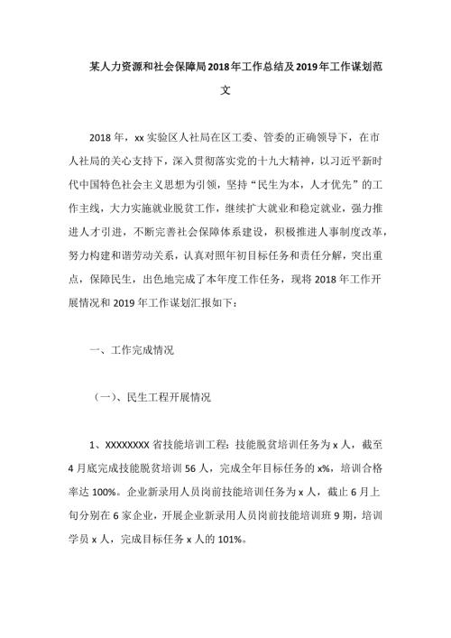 某人力资源和社会保障局工作总结及工作谋划范文.docx