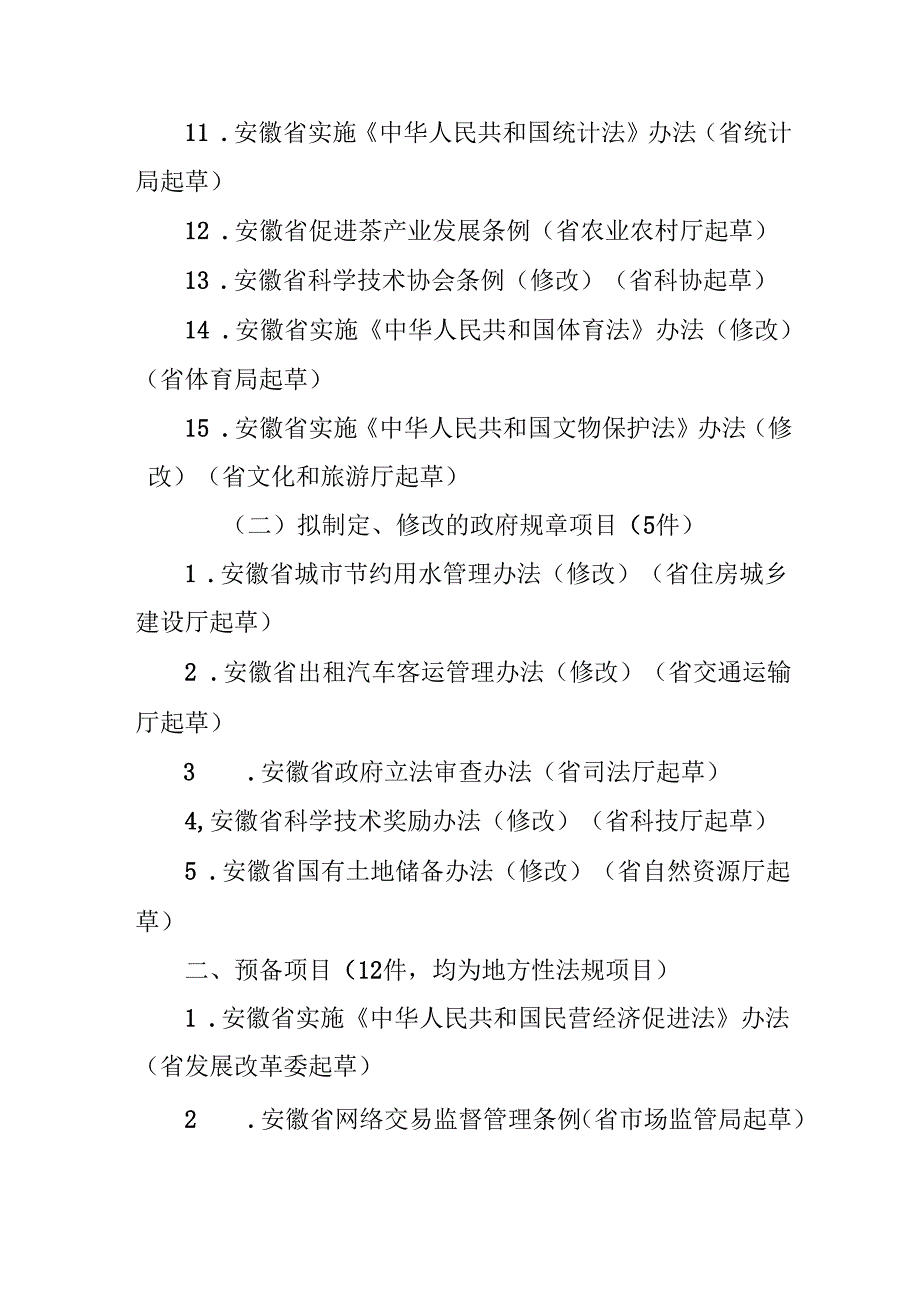 安徽省人民政府2025年立法工作计划.docx_第2页